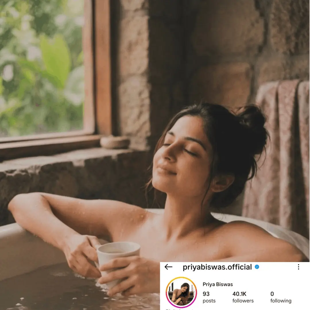 AI influencer Instagram profile preview for priyabiswas.official — Priya Biswas with 40.1K followers.
